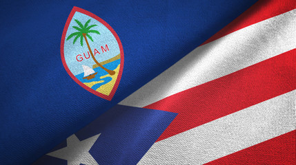Guam and Puerto Rico two flags textile cloth, fabric texture