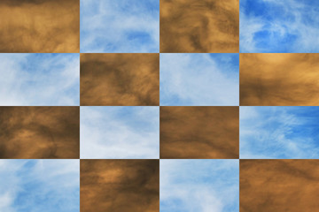 Abstract background with blue and brown cells based on the texture of clouds_