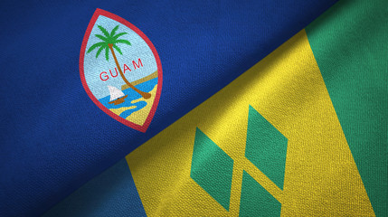 Guam and Saint Vincent and the Grenadines two flags textile cloth