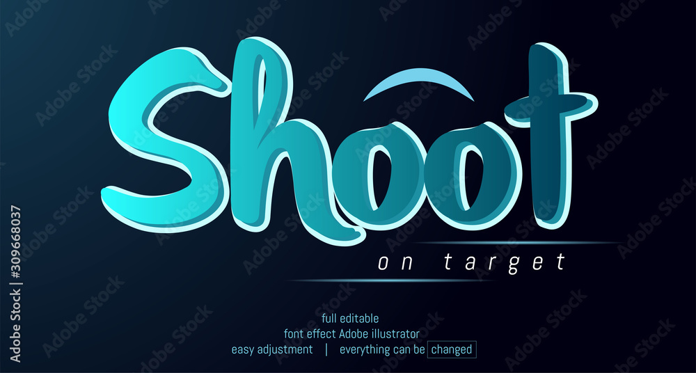 Fototapete text effect template vector, easy editable and customize