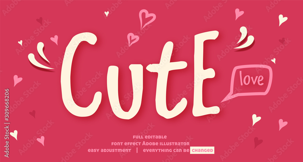 Fototapete text effect template vector, easy editable and customize