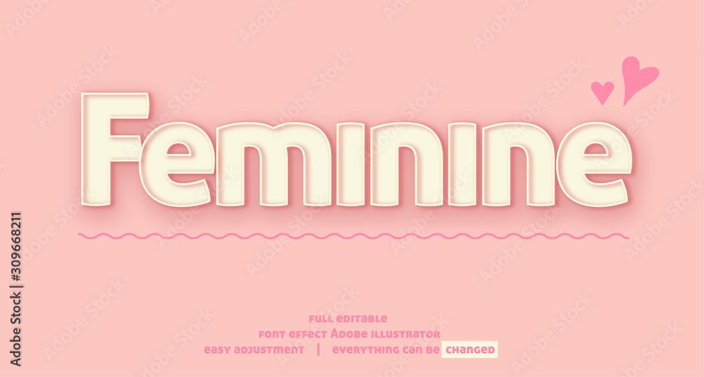Fototapete text effect template vector, easy editable and customize