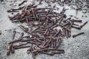 Rusty Railroad Track Nails