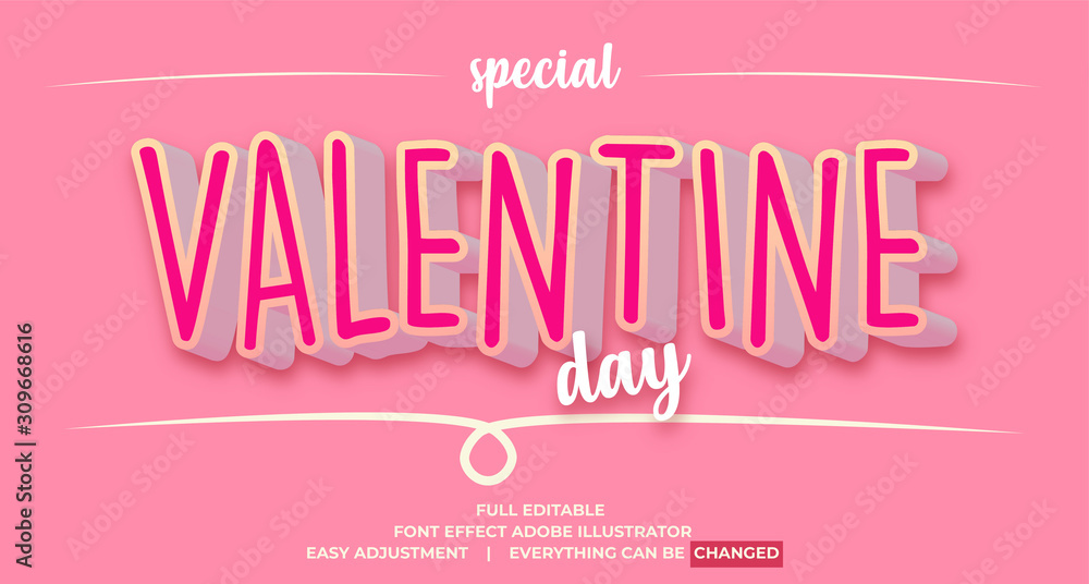 Fototapete text effect template vector, easy editable and customize