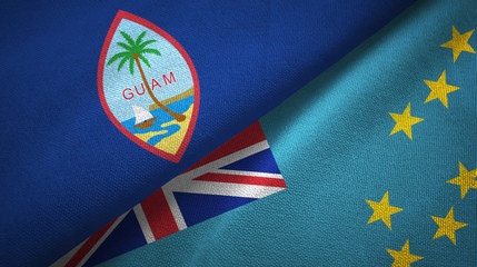 Guam and Tuvalu two flags textile cloth, fabric texture
