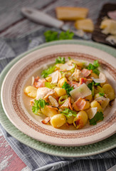 Homemade gnocchi with parmesan chicken