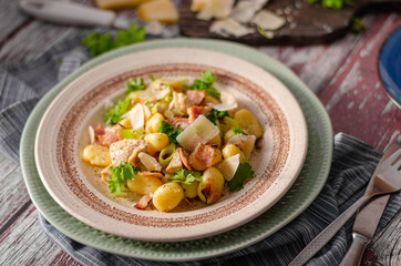 Homemade gnocchi with parmesan chicken
