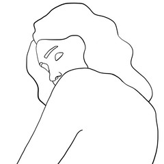 Continuous line, drawing of woman face, fashion concept, woman beauty minimalist, vector illustration for t-shirt, slogan design print graphics style. One line fashion illustration