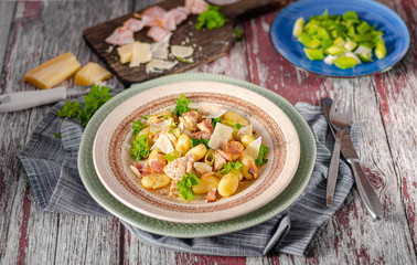 Homemade gnocchi with parmesan chicken