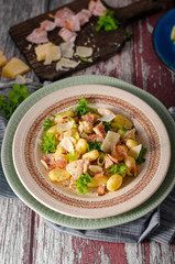 Homemade gnocchi with parmesan chicken