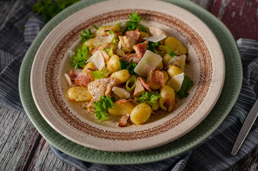 Homemade gnocchi with parmesan chicken