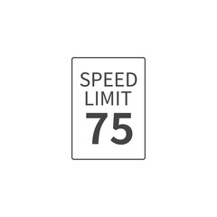 Vector Speed Limit 75 mph on white isolated background. Layers grouped for easy editing illustration. For your design
