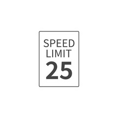 Vector Speed Limit 25 mph on white isolated background. Layers grouped for easy editing illustration. For your design