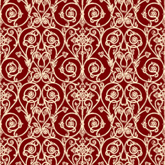 Seamless pattern of vintage decorative design elements