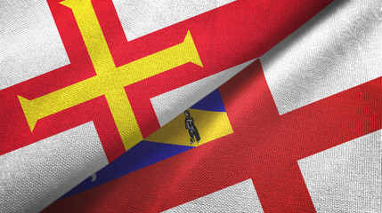 Guernsey and Herm two flags textile cloth, fabric texture