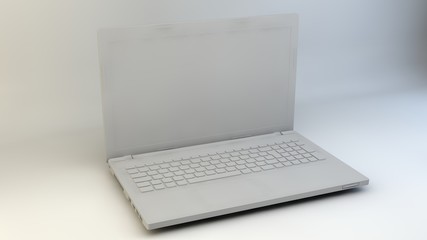 3d rendering, 3d illustration. Image of a laptop on a light background.