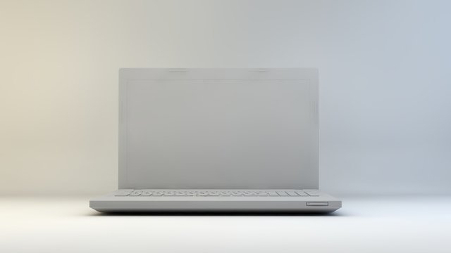 3d rendering, 3d illustration. Image of a laptop on a light background.