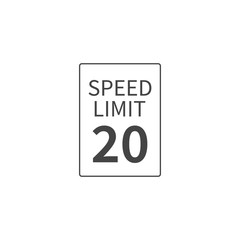 Vector Speed Limit 20 mph on white isolated background. Layers grouped for easy editing illustration. For your design.