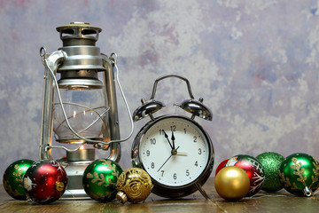 Christmas still life with multi-colored Christmas balls