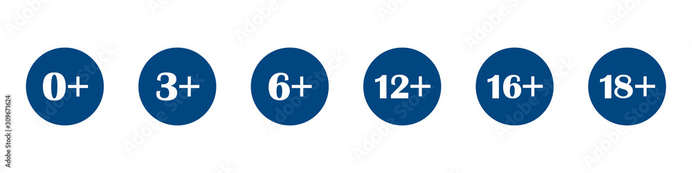 Poster set of vector icon age restriction on white isolated background. layers grouped for easy editing ill