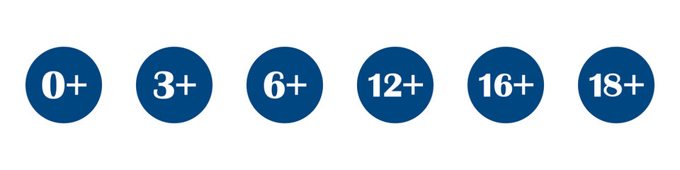 Set of vector icon age restriction on white isolated background. Layers grouped for easy editing illustration. For your design.