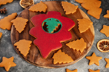Collection of various gingerbread christmas trees