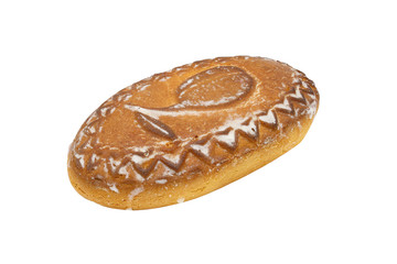 Gingerbread with apricot filling isolated on white background