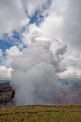 Masaya Volcano emitting large quantities of sulfur dioxide gas from active Santiago crater in Masaya, Nicaragua, Central America.