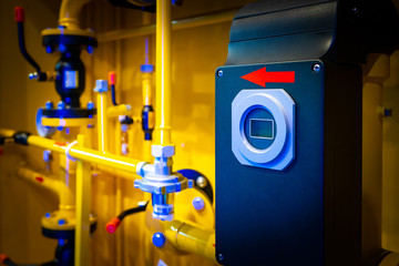 Gas distribution networks. Compressor station. Concept - home boiler service. Gas processing...