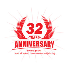 32 years logo design template. 32nd anniversary vector and illustration.