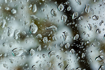 raindrops on the glass and blurred background