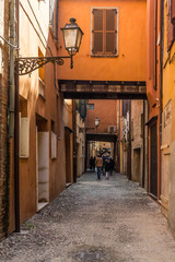 Fototapeta na wymiar A walk in the old center of Ferrara, Italy