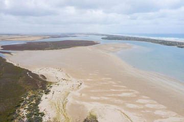 Fototapeta na wymiar Aerial photograph of The Coorong at the mouth of the River Murray near Goolwa in South Australia
