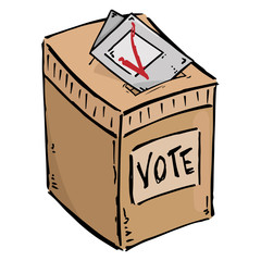 Ballot box. Vector illustration box for vote. Ballot box for voting in elections hand drawn.