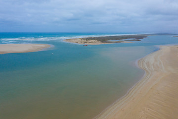 Aerial photograph the mouth of the River Murray near Goolwa in South Australia