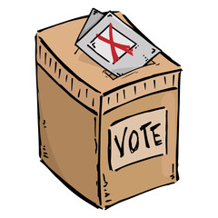 Ballot box. Vector illustration box for vote. Ballot box for voting in elections hand drawn.