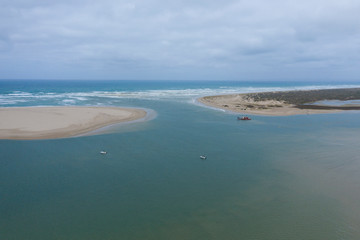 Aerial photograph the mouth of the River Murray near Goolwa in South Australia