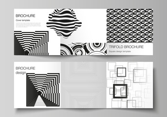 The minimal vector layout of square format covers design templates for trifold brochure, flyer, magazine. Trendy geometric abstract background in minimalistic flat style with dynamic composition.