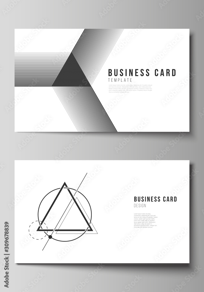 Poster the minimalistic abstract vector illustration layout of two creative business cards design templates