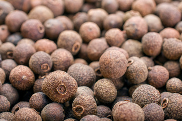 Macro shot of sweet-scented peppers   Spices for eating. Selective focus.