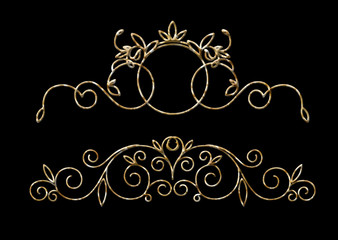 3d golden antique border pattern