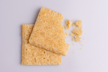 Diet rice crackers isolated on white background, soft light,  copy space