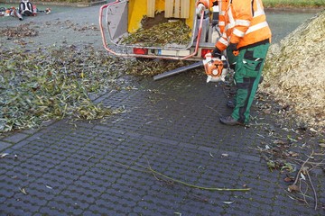 Arbeiter mit Laubbl&auml;ser