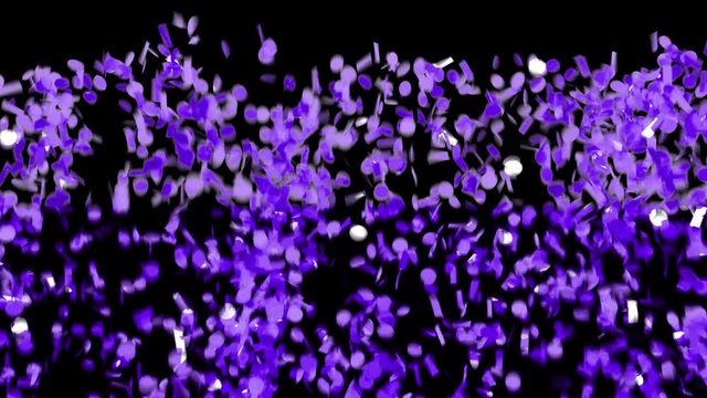 Abstract 3d realistic confetti falling animation. 4K holidays party surprise glittering confetti with alpha. 