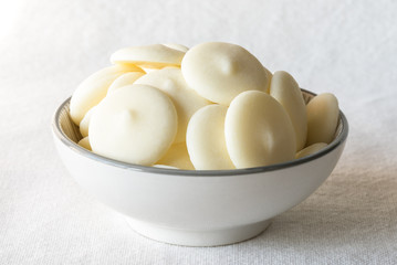 White Chocolate Discs in a Bowl