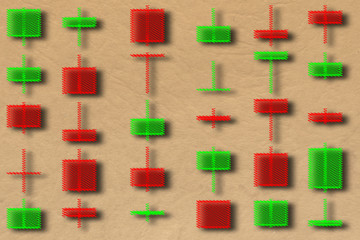 An abstract Japanese candlestick pattern background image.