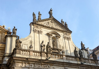 Facade of  St. Salvator Church in Prague, Czech Republic.
