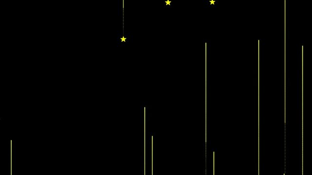Yellow Magic Stars. Yellow stars tars with liniar trail on black background, 20 seconds duration.