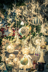 Christmas fir tree with Christmas decoration and glitters