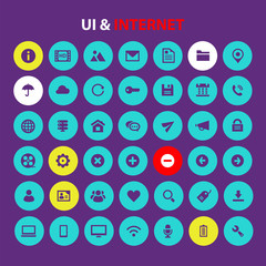 UI and Internet icon set, trendy flat icons